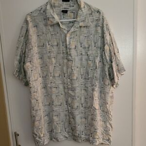 Casual Gray Green Patterned Men's Button Down Shirt